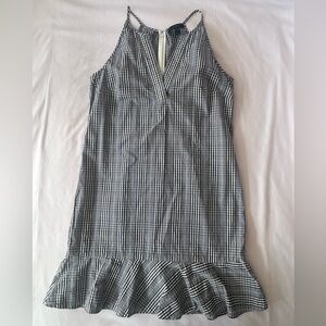 J. Crew Black, Blue and White Plaid Midi Dress